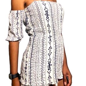 Papaya Women's White Navy Romper Dress Size S